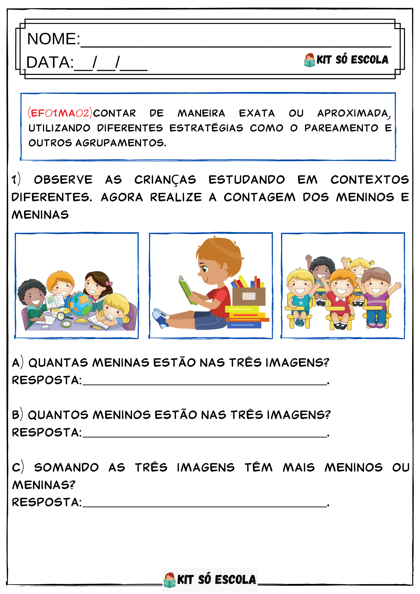 Kit 1º ANO COM OS CÓDIGOS DA BNCC