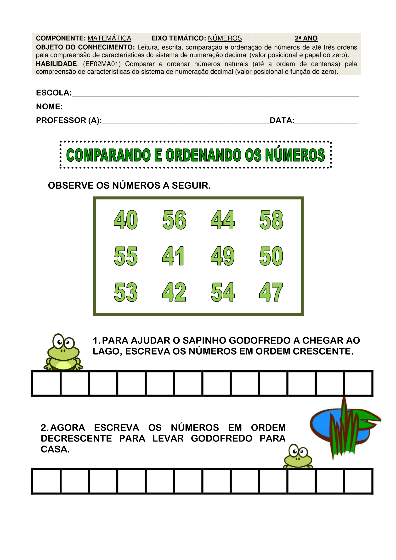 Atividades de matemática 2º ano