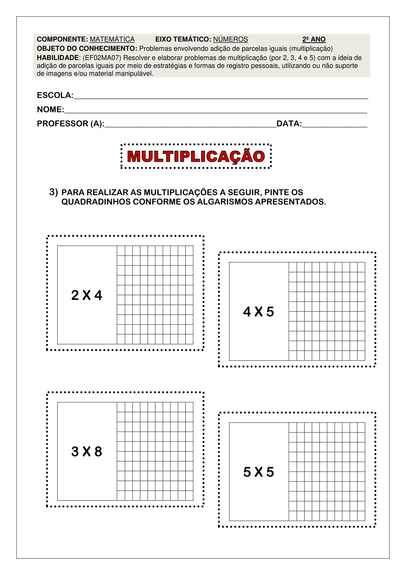 Atividades de Matemática 4º ano