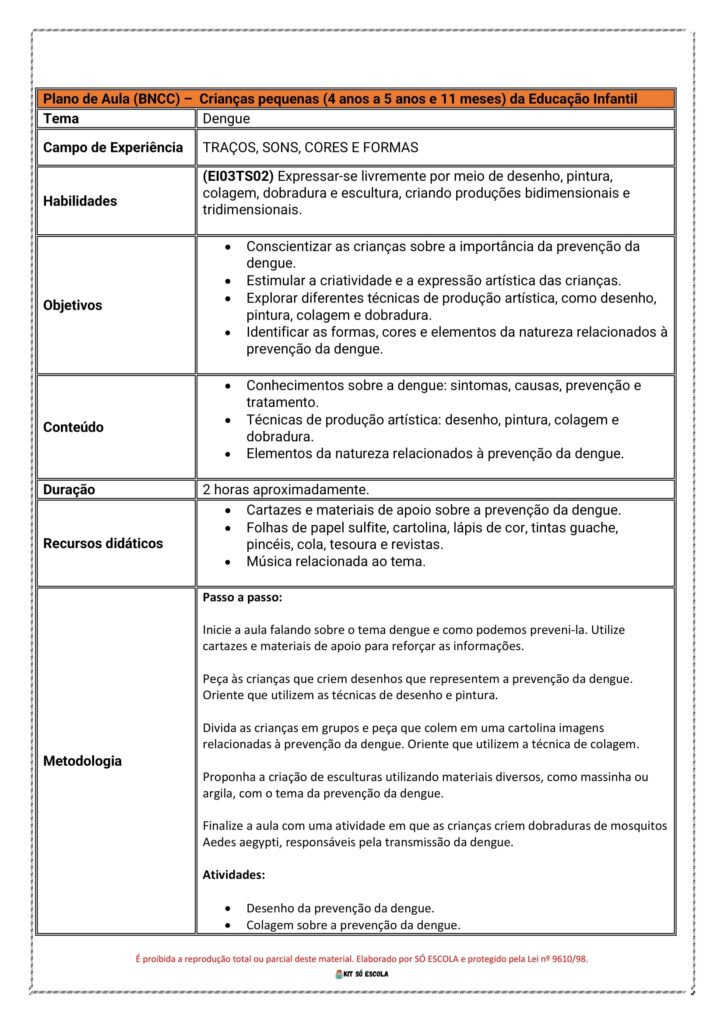 Planos De Aula Dengue Bncc Mercado Da Educa O