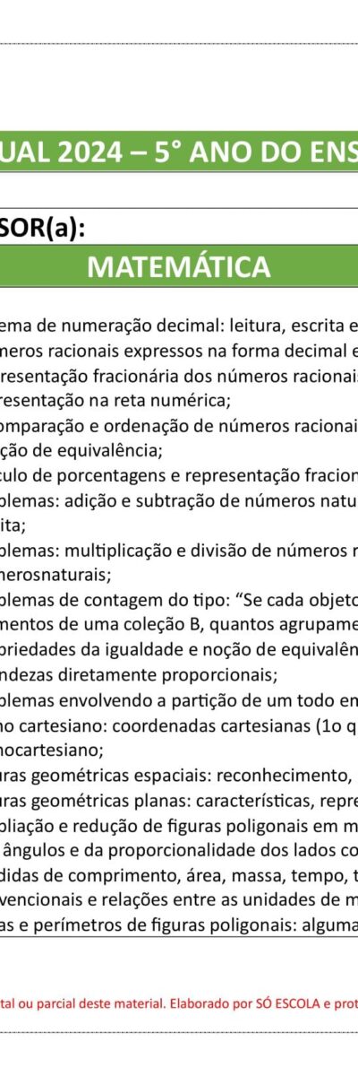 PLANEJAMENTOS BNCC 2024 – KIT SÓ ESCOLA
