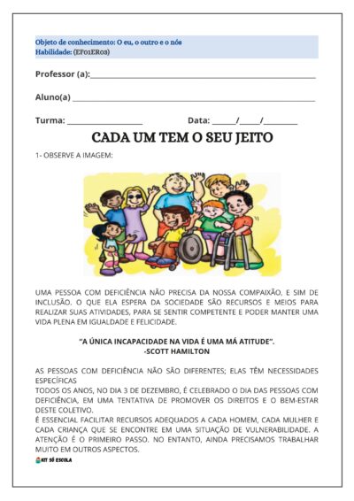 Atividades para Ensino Religioso 1º ao 5º ano (BNCC)