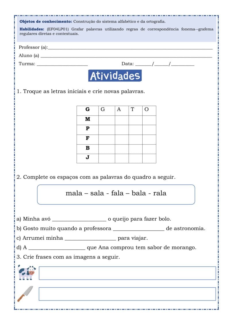 Atividades de Português 4° ano (BNCC) em WORD – Mercado da Educação