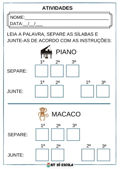 Atividades de Consciência Silábica PDF