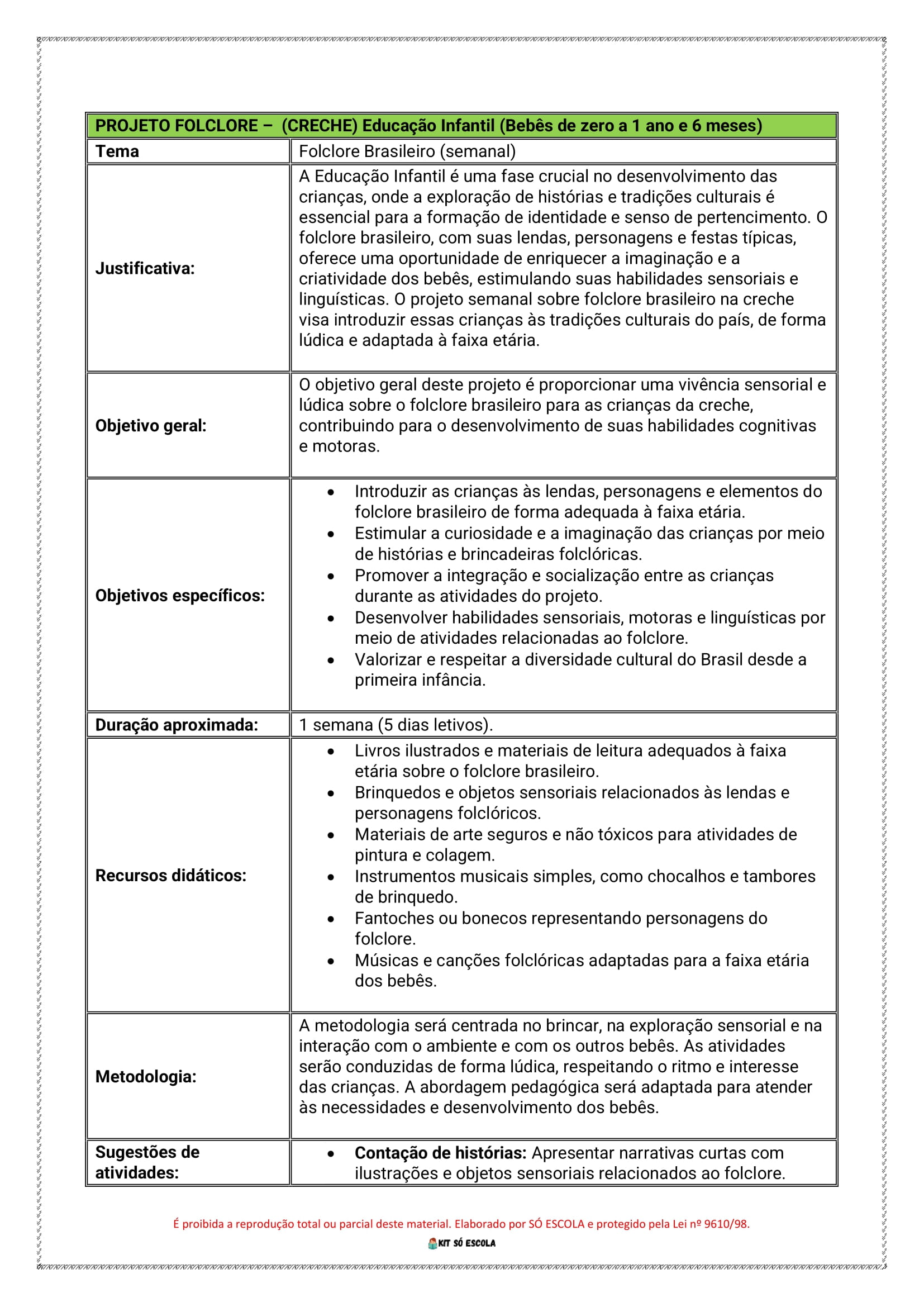 Projetos Semanais Folclore Educação Infantil - Imagem 2