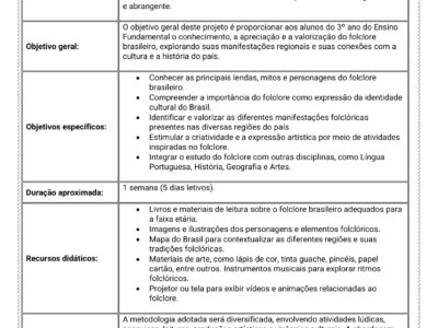 Projetos Semanais Folclore 1º ao 5º ano