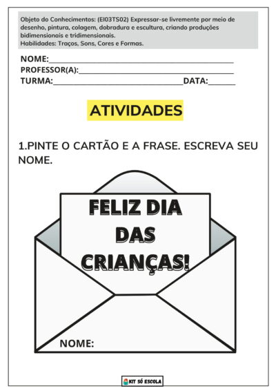 Atividades Bncc Dia das Crianças Ed. Infantil