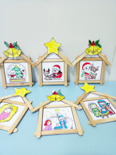 Casinhas Natalinas para Montar e Colorir