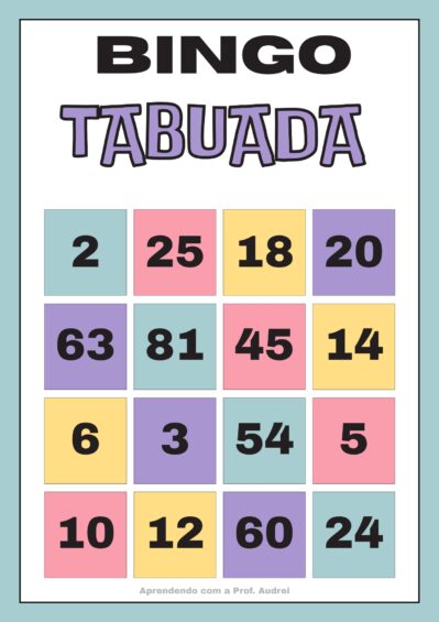 Bingo da Tabuada da Multiplicação – 1 a 10