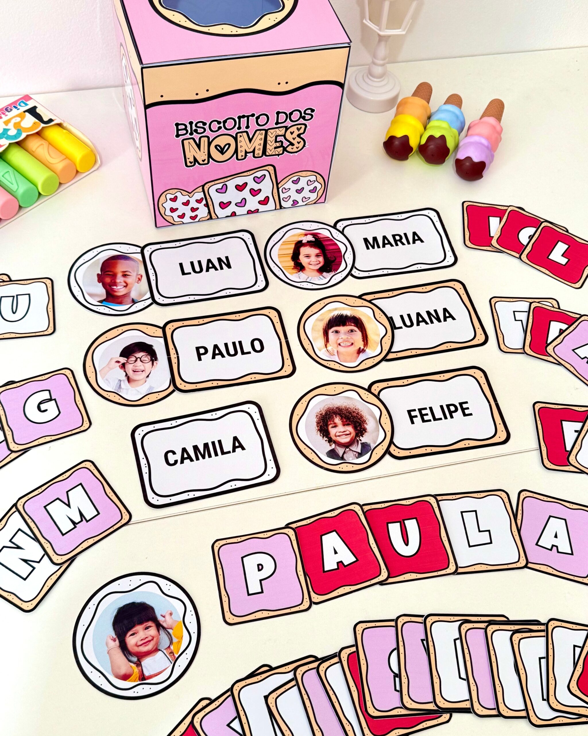 Biscoito dos Nomes | Atividade Nome Próprio na Educação Infantil | Pareamento e Letras Móveis - Imagem 3
