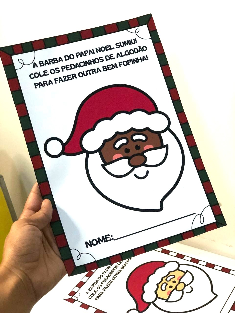 Atividade Natalina Barba do Papai Noel com Algodão para Imprimir - Imagem 2