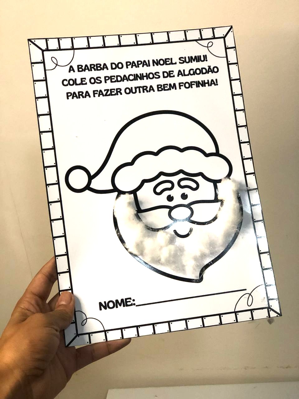 Atividade Natalina Barba do Papai Noel com Algodão para Imprimir - Imagem 4