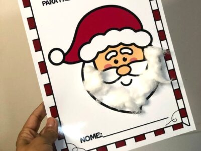 Atividade Natalina Barba do Papai Noel com Algodão para Imprimir