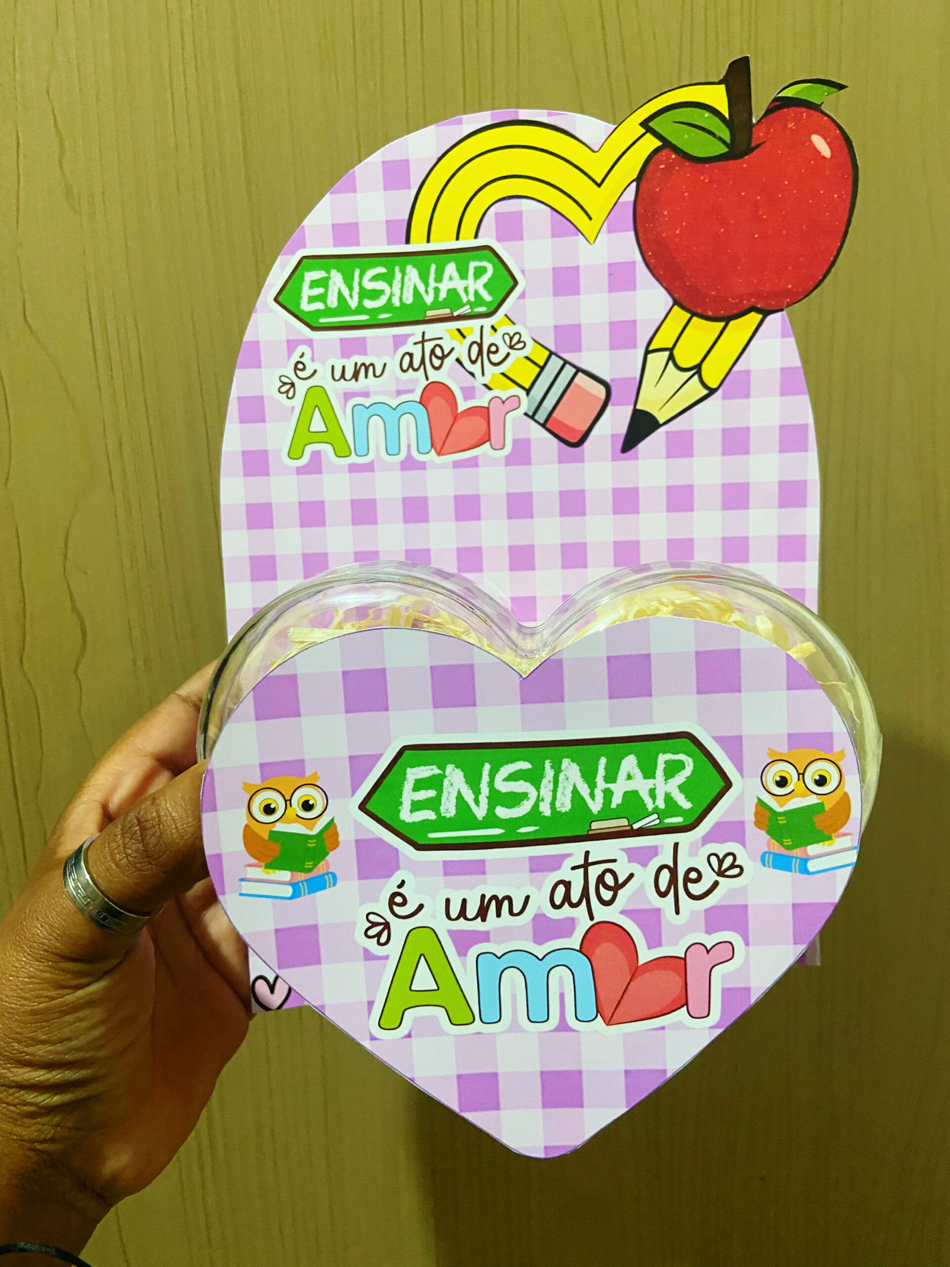 Kit Lembrancinha Dia dos Professores com Coração – 2 Modelos para Caixa de Acrílico | Arquivo PDF - Imagem 4
