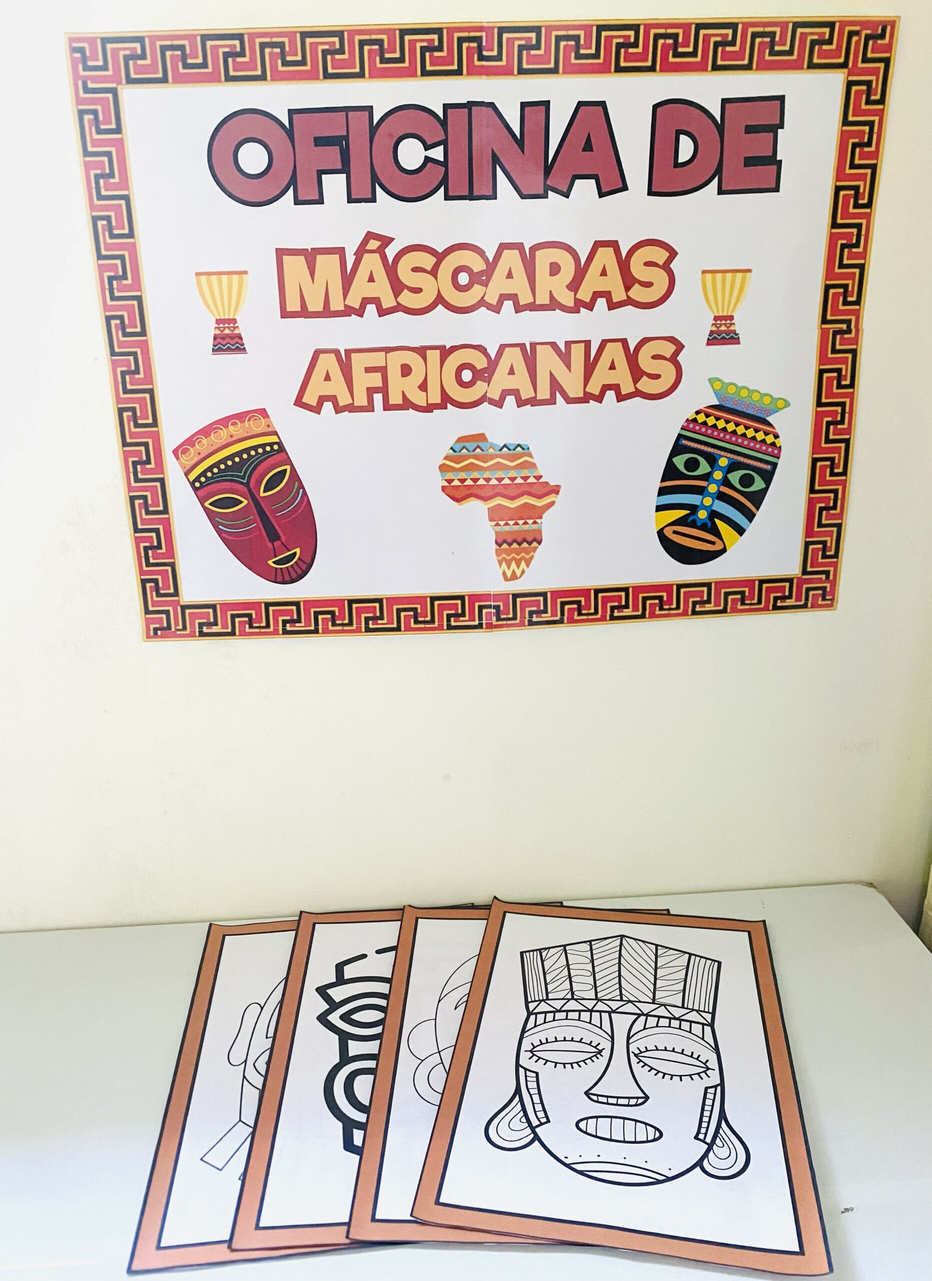 Máscaras Africanas para Colorir na Educação Infantil