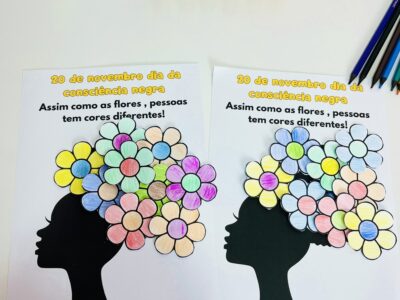 Atividade Infantil sobre Consciência Negra com Carimbo das Mãos