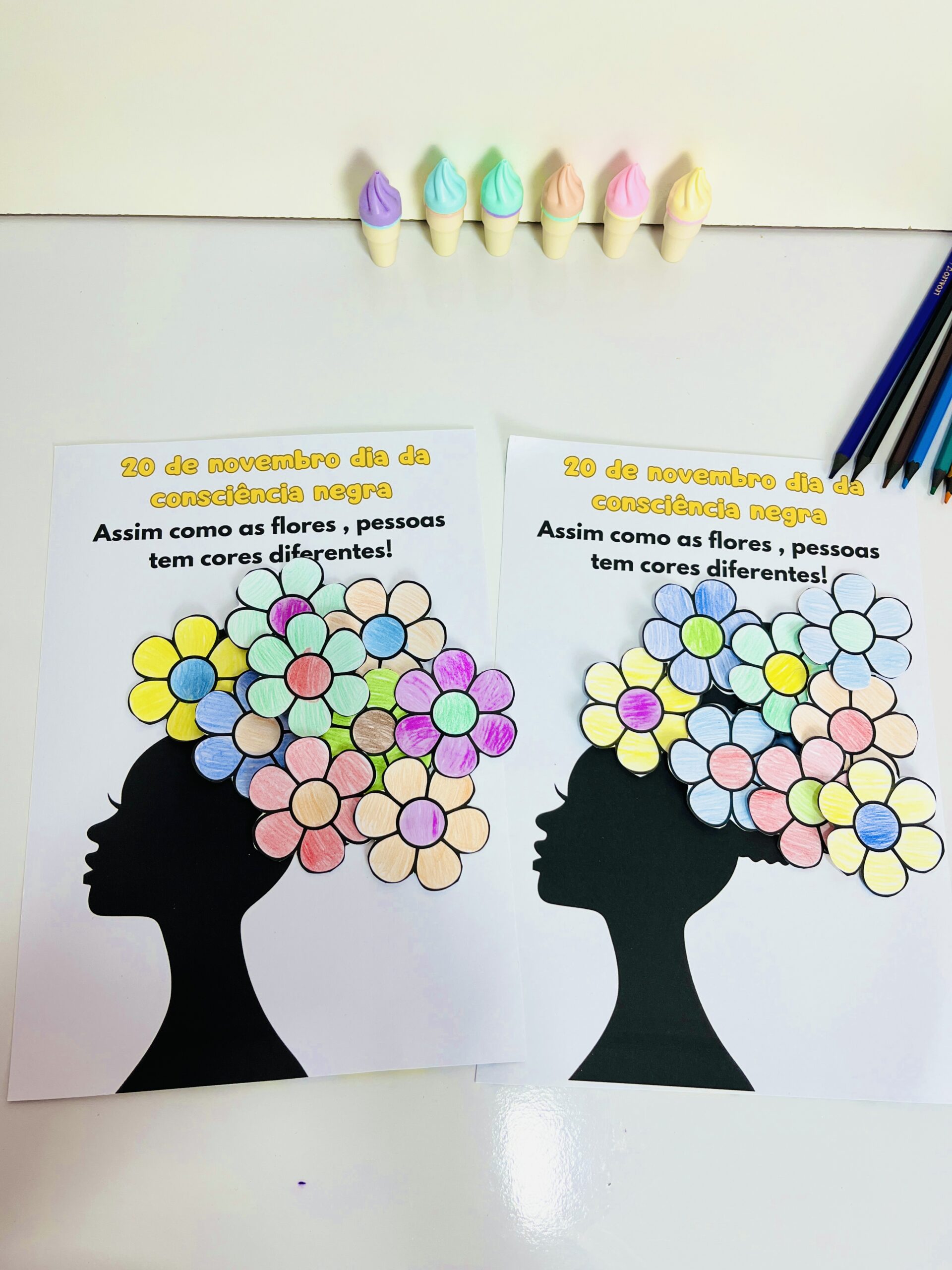 Atividade Infantil sobre Consciência Negra com Carimbo das Mãos