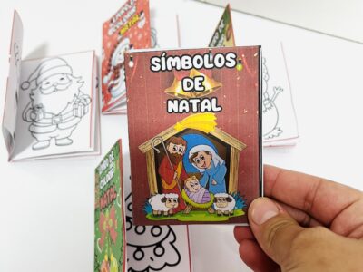 Atividade de Natal para Crianças, Livrinho de Colorir Fácil de Montar