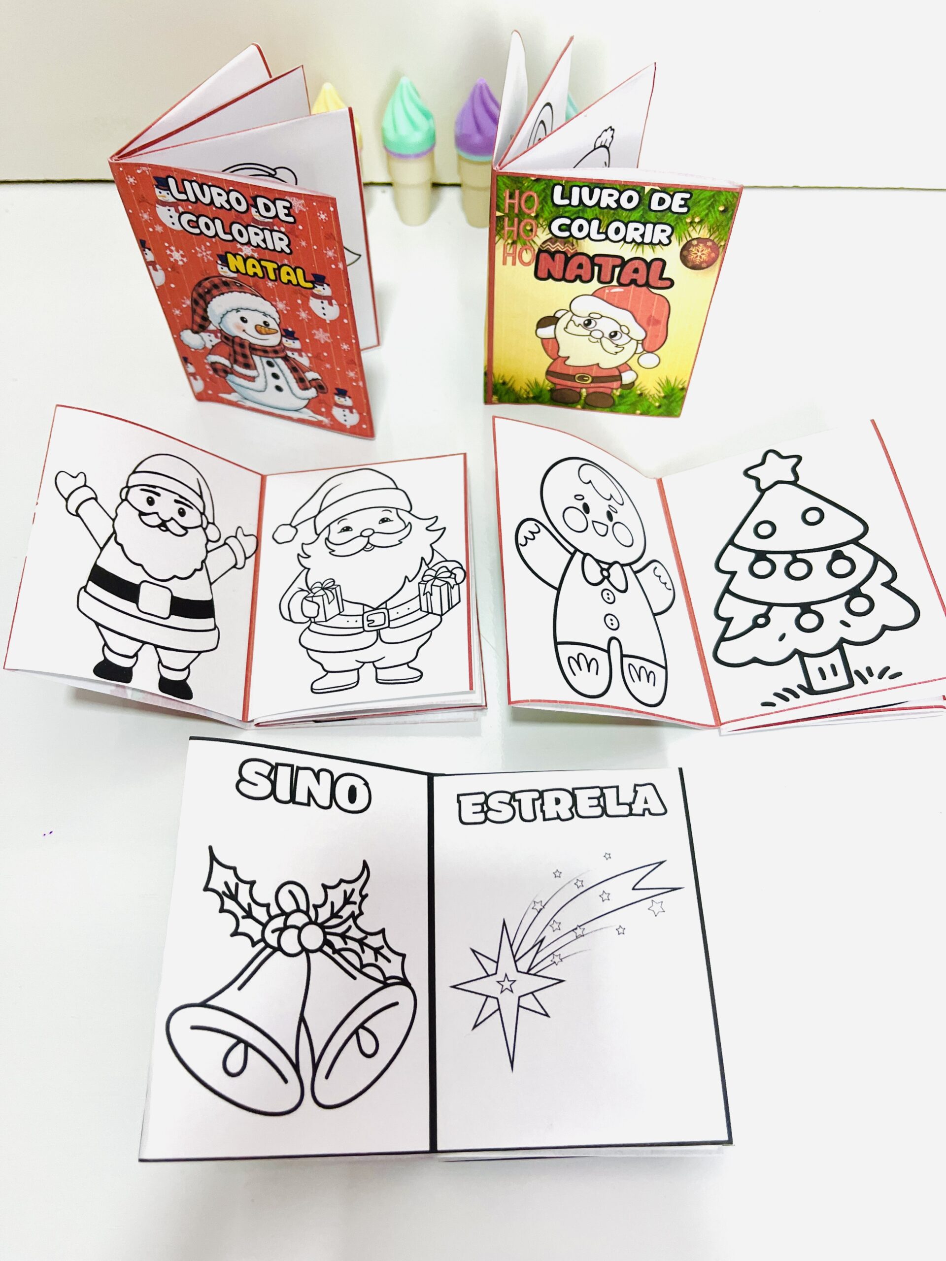 Atividade de Natal para Crianças, Livrinho de Colorir Fácil de Montar - Imagem 3