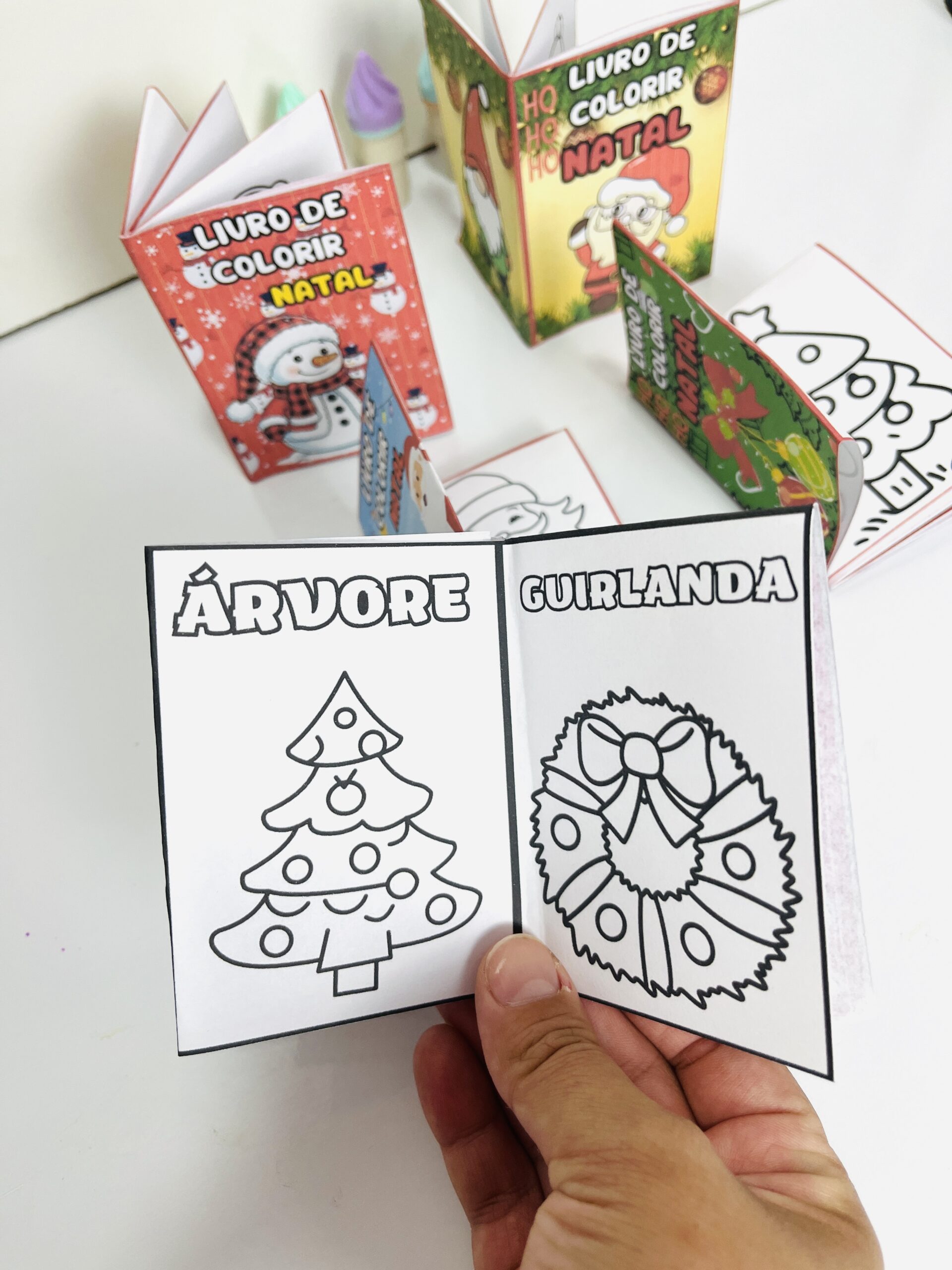 Atividade de Natal para Crianças, Livrinho de Colorir Fácil de Montar - Imagem 4