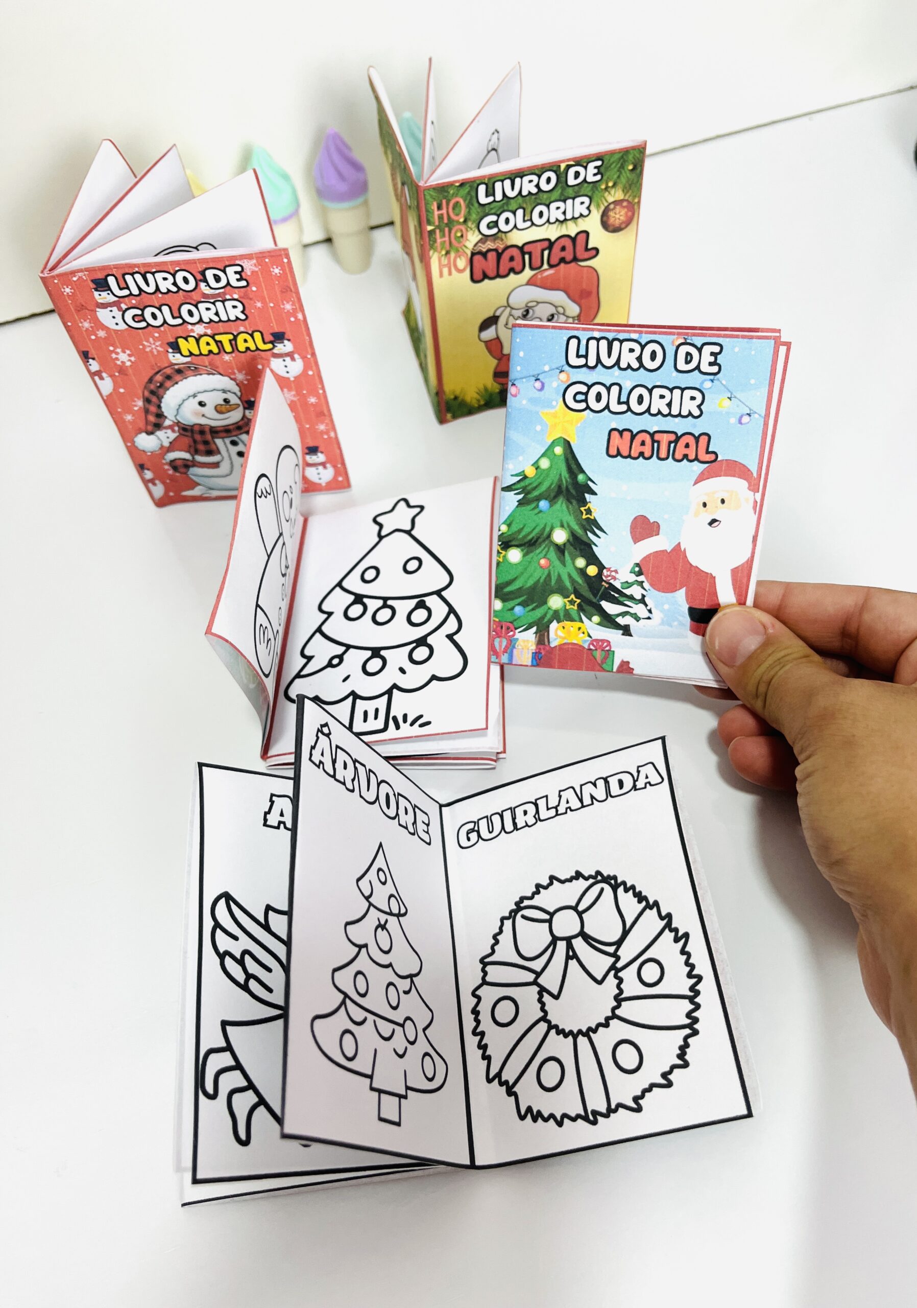 Atividade de Natal para Crianças, Livrinho de Colorir Fácil de Montar - Imagem 5