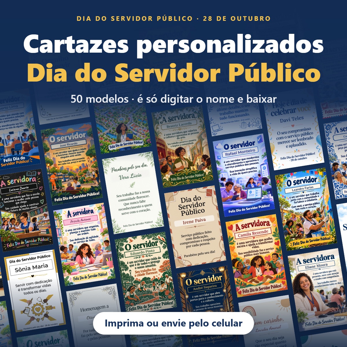 Cartazes Dia do Servidor Público – Homenagens Personalizadas com o Nome de Cada Um