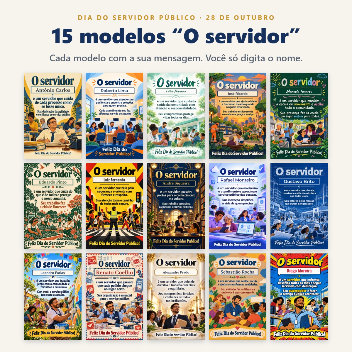 Cartazes Dia do Servidor Público – Homenagens Personalizadas com o Nome de Cada Um - Imagem 2