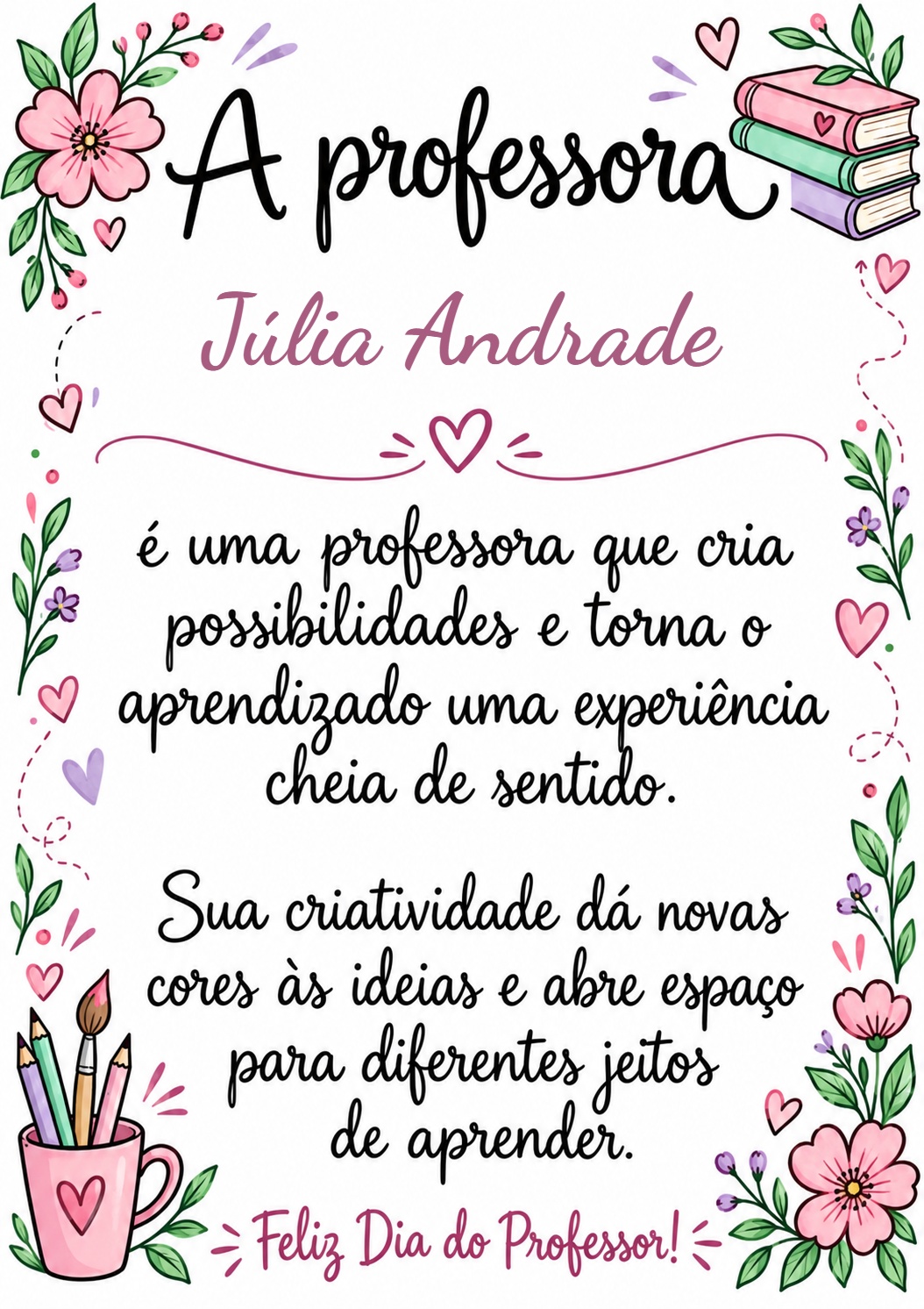 Cartazes do Professor – Homenagens Personalizadas com o Nome de Cada Um - Imagem 3
